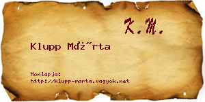 Klupp Márta névjegykártya