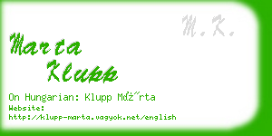 marta klupp business card